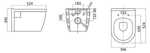 Унитаз подвесной BelBagno Loto BB070CHR/SC безободковый, с крышкой микролифт купить в интернет-магазине Sanbest