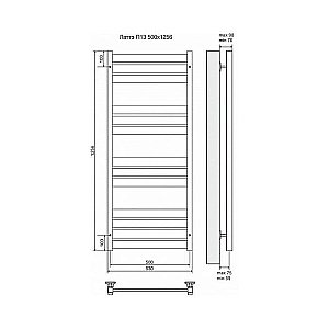 Полотенцесушитель электрический Terminus Латте П13 500x1256 левый/правый купить в интернет-магазине сантехники Sanbest