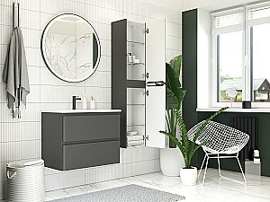 Тумба с раковиной Aquanet Эмбер 330468 80 черный матовый для ванной в интернет-магазине Sanbest