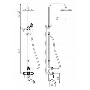 Душевая система Milacio Villena MC.103.SL серебро купить в интернет-магазине сантехники Sanbest