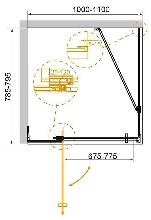 Душевой уголок Cezares Slider 100х80 SLIDER-AH-1-100-70/80-BR-Cr стекло бронза тонированное/профиль хром купить в интернет-магазине Sanbest