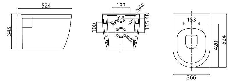 Унитаз подвесной BelBagno Loto BB070CHR/SC безободковый, с крышкой микролифт купить в интернет-магазине Sanbest