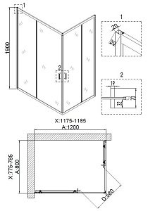 Душевой уголок Niagara NOVA 6810 120x80 прозрачный/черный купить в интернет-магазине Sanbest