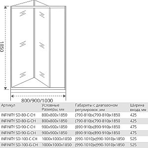 Душевая дверь Good Door INFINITY SD-80-W-CH ИН00067 стекло прозрачное с рисунком/профиль хром купить в интернет-магазине Sanbest