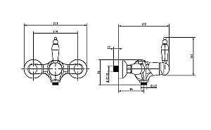 Смеситель для душа Boheme Tradizionale Chromo 264-BLC хром/ручка черная керамика купить в интернет-магазине сантехники Sanbest