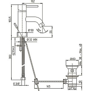 Смеситель для раковины PAINI Cox 78PZ211 черный матовый купить в интернет-магазине сантехники Sanbest