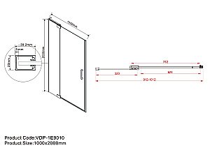 Душевая дверь Vincea Extra VDP-1E9010CG 90/100 стекло тонированное/профиль хром купить в интернет-магазине Sanbest