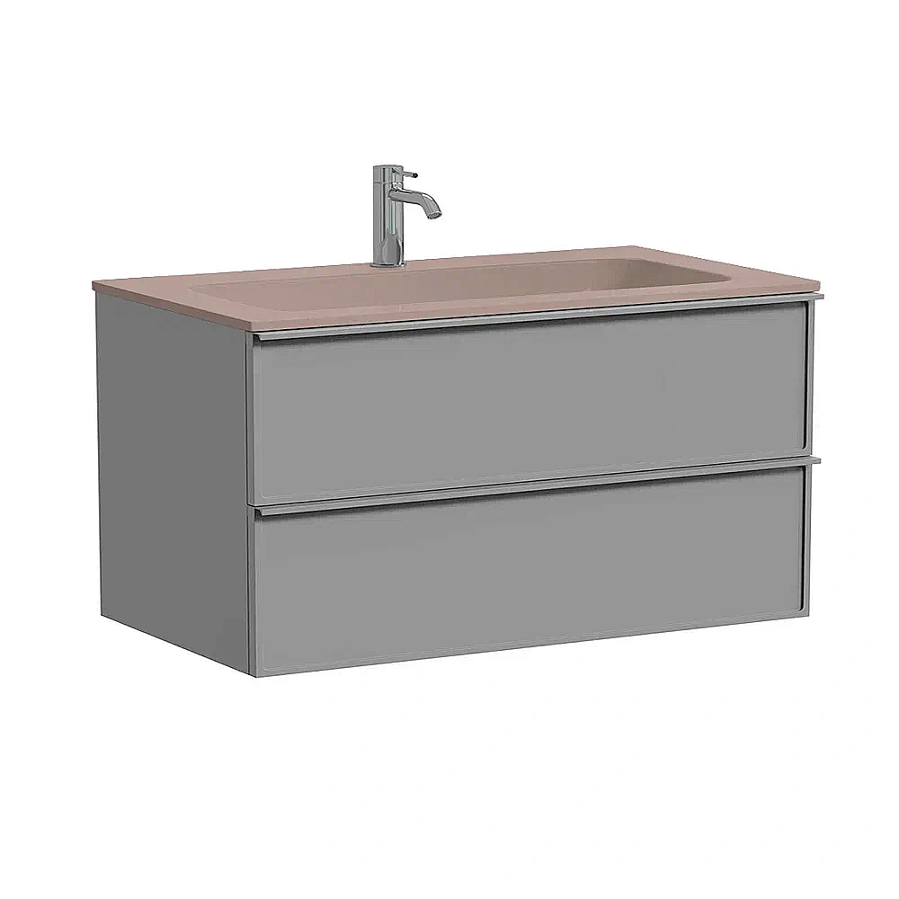 Тумба с раковиной Sancos Velta 100 VL100WG+CN7013MC теплый серый матовая/раковина капучино матовый, с отверстием для ванной в интернет-магазине Sanbest