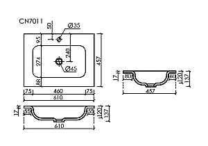Тумба с раковиной Sancos Velta 60 VL60WG+CN7011wx теплый серый матовая/раковина белая, без отверстий для ванной в интернет-магазине Sanbest
