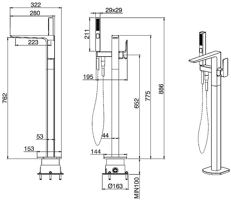 Смеситель для ванны Allen Brau Infinity 5.21009-00 купить в интернет-магазине сантехники Sanbest