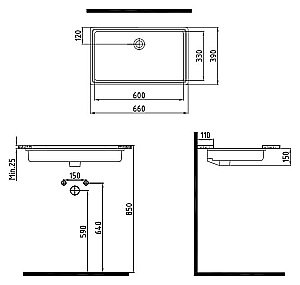 Раковина встраиваемая Bien Infinitum 66 INLA06101FD0W5000 белая купить в интернет-магазине Sanbest