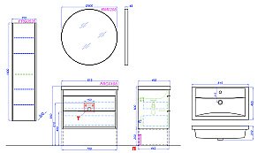 Тумба с раковиной Aqwella Fargo T8/DB для ванной в интернет-магазине Sanbest
