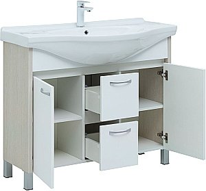 Тумба с раковиной Aquanet Донна 274164 100 белый дуб/белый для ванной в интернет-магазине Sanbest