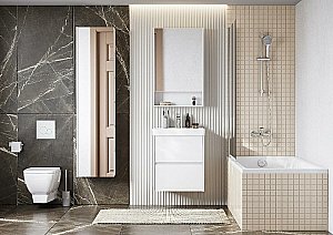 Зеркальный шкаф Акватон Сканди 1A252102SD010 55 белый купить в интернет-магазине сантехники Sanbest