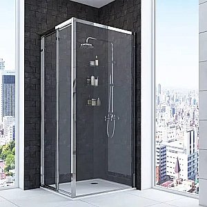 Душевой уголок Акватон Prima 80х80 + Смеситель Roca TARGA стекло прозрачное/профиль серебро купить в интернет-магазине Sanbest