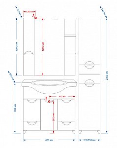 Зеркало со шкафом Misty Жасмин 85 бежевая эмаль в ванную от интернет-магазине сантехники Sanbest