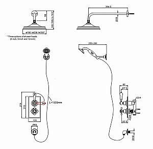 Душевая система Burlington Trent TF2S BLA+V17 купить в интернет-магазине сантехники Sanbest
