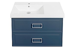 Тумба с раковиной LA FENICE Cubo Blu Grigio TWIN 90 синяя/ручки белые для ванной в интернет-магазине Sanbest
