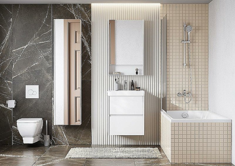 Зеркальный шкаф Акватон Сканди 1A252102SD010 55 белый купить в интернет-магазине сантехники Sanbest