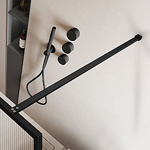 Душевая перегородка Vincea Walk-In VSW-1HP700FLB 70 стекло рифленое/профиль черный матовый купить в интернет-магазине Sanbest