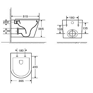 Унитаз с инсталляцией WeltWasser BAMBERG 545+SALZBACH 043 GL-BL+BAMBERG BL черный/кнопка черная, безободковый, с крышкой микролифт, слив торнадо купить в интернет-магазине Sanbest