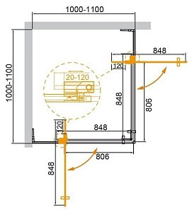 Душевой уголок Cezares Slider A-2-100/110 хром тонированный купить в интернет-магазине Sanbest