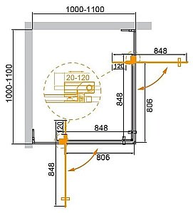 Душевой уголок Cezares Slider 105х105 SLIDER-A-2-100/110-GRIGIO-Cr стекло серое тонированное/профиль хром купить в интернет-магазине Sanbest