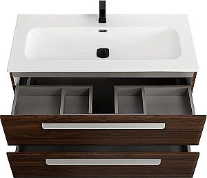 Тумба с раковиной Cezares ECO-CER-N 100 ECO-CER-N-1000-2C-SO-NCS-P орех шоколад софт для ванной в интернет-магазине Sanbest