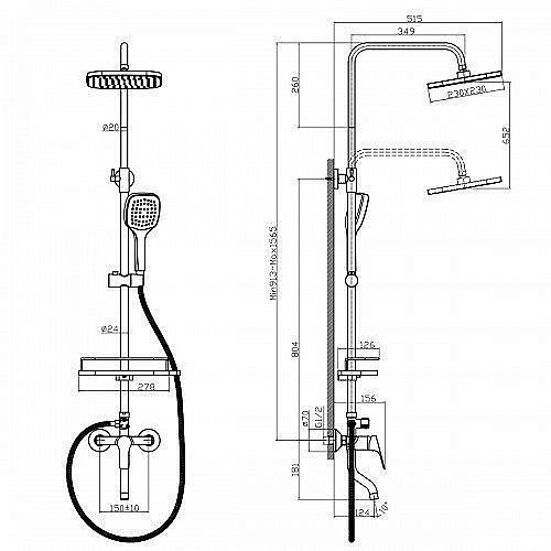 Душевая система Rossinka RS29-46 купить в интернет-магазине сантехники Sanbest