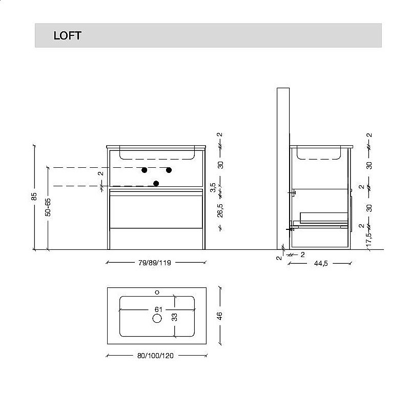 Тумба с раковиной Armadi Art Loft 120 антрацит для ванной в интернет-магазине Sanbest