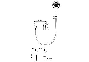 Смеситель для ванны с душем WONZON & WOGHAND BRILLIANT, Брашированное золото (WW-88037079-BG) купить в интернет-магазине сантехники Sanbest