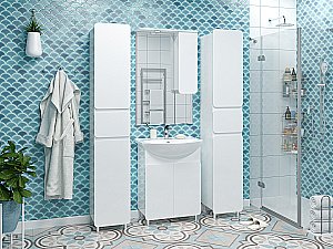 Зеркало со шкафом Misty Чегет 65 П-Чег-02065-01П белый в ванную от интернет-магазине сантехники Sanbest