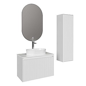 Тумба с раковиной подвесная Grossman КРИСТАЛЛ 80 с 1 ящ, белая глянец/столешница белая глянец для ванной в интернет-магазине Sanbest