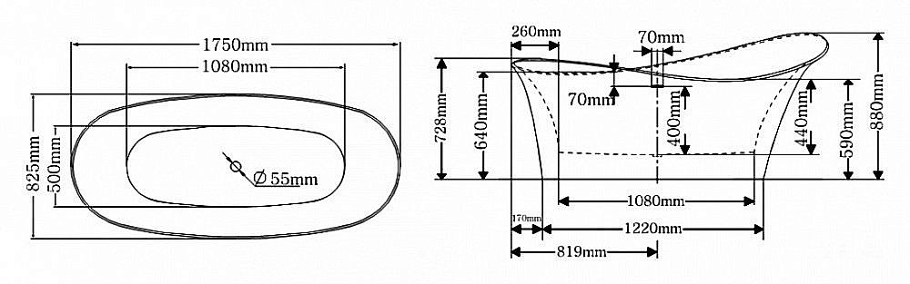 Ванна акриловая Lagard Tiffany lgd-tf-ws 175х82.5 белая купить в интернет-магазине Sanbest