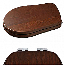 Сиденье c микролифтом Kerasan Retro 108840 дерево/хром купить в интернет-магазине сантехники Sanbest