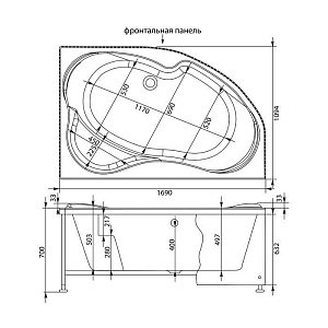 Ванна акриловая Aquanet Capri 170х110 с к/с купить в интернет-магазине Sanbest