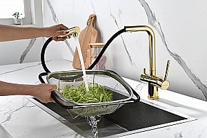 Смеситель для кухни Paulmark Serpentine Se213222-G золото купить в интернет-магазине сантехники Sanbest