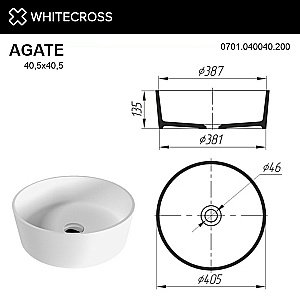 Раковина накладная WhiteCross AGATE 40,5 0701.040040.200 белая матовая купить в интернет-магазине Sanbest