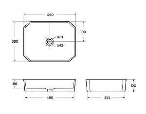 Раковина накладная Belbagno 49 BB1386 белая купить в интернет-магазине Sanbest