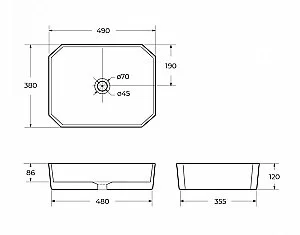 Раковина накладная Belbagno 49 BB1386 белая купить в интернет-магазине Sanbest
