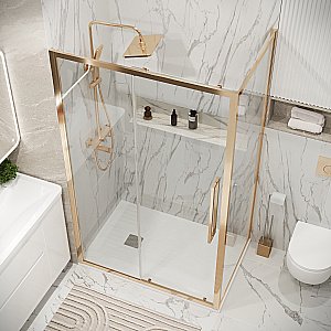 Душевой уголок Grossman Cosmo 120.K33.02.1280.32.00 120x80 стекло прозрачное/профиль золото сатин купить в интернет-магазине Sanbest