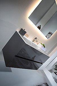 Тумба с раковиной Armadi Art Vallessi 120 антрацит глянец для ванной в интернет-магазине Sanbest