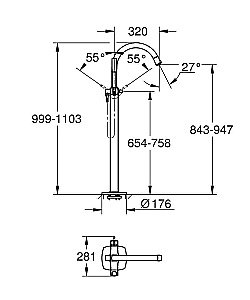 Смеситель для ванны Grohe Grandera 23318IG0 хром/золото купить в интернет-магазине сантехники Sanbest