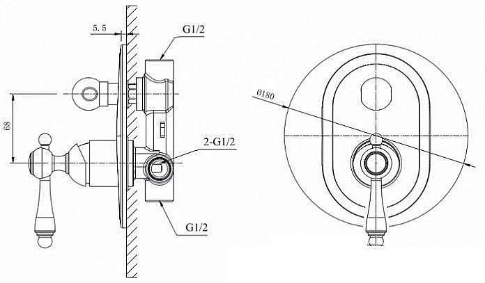 Смеситель для душа Caprigo Fonte 12-551-vot бронза купить в интернет-магазине сантехники Sanbest