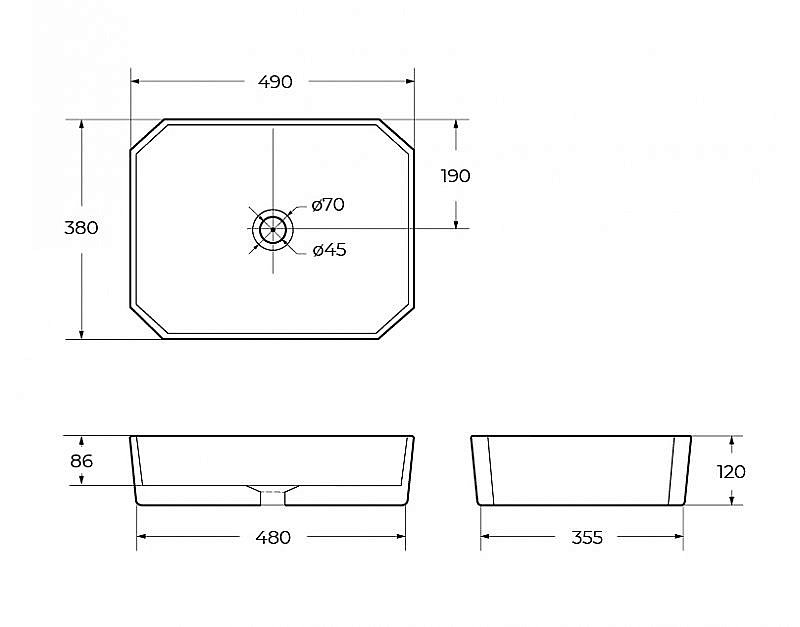 Раковина накладная Belbagno 49 BB1386 белая купить в интернет-магазине Sanbest