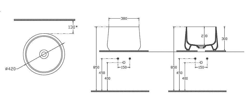 Раковина ISVEA Allegro 42 10AL66042-2C антрацит матовый купить в интернет-магазине Sanbest