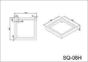Душевой поддон Black&White Stellar Wind SQ-08H 80x80 купить в интернет-магазине Sanbest