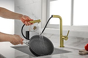 Смеситель для кухни Paulmark Neo Ne214419-LG  светлое золото купить в интернет-магазине сантехники Sanbest