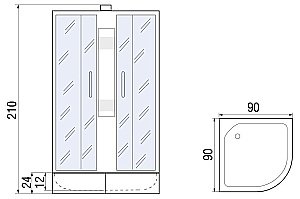 Душевая кабина River Rein 24 90x90 МТ без крыши купить в интернет-магазине Sanbest