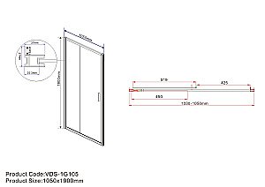 Душевая дверь Vincea Garda VDS-1G105CLGM 105 стекло прозрачное/профиль вороненая сталь купить в интернет-магазине Sanbest